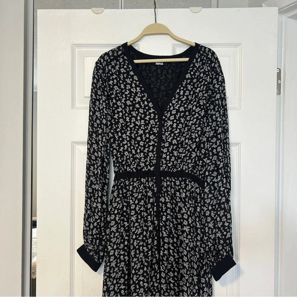 NWT The Kooples Black and White Long Sleeve V-Neck Sundress - Picture 4 of 7